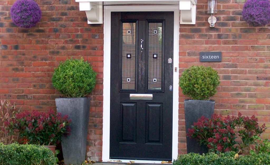 Black composite entrance door