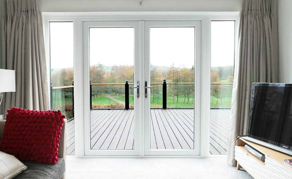 White uPVC french door interior view